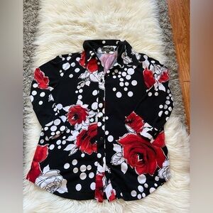Black & Red Floral Blouse
